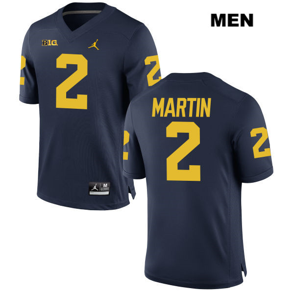 Men's NCAA Michigan Wolverines Oliver Martin #2 Navy Jordan Brand Authentic Stitched Football College Jersey ZO25Y42ZK